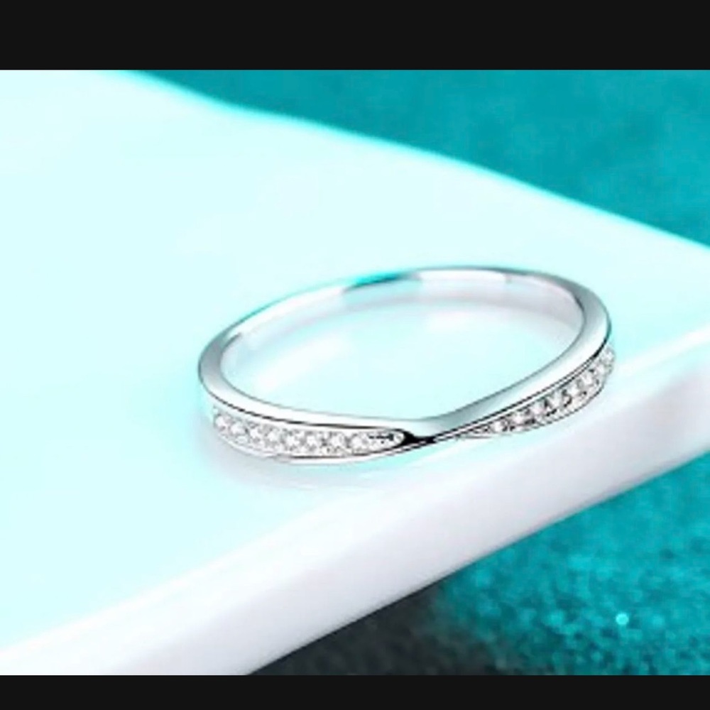 Solid sterling silver infinity Moissanite band ring